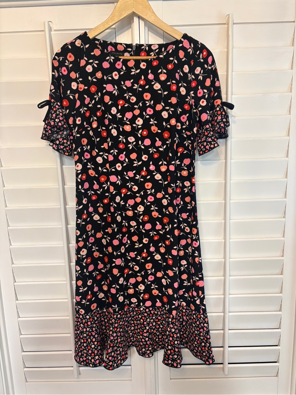 Talbots Black And Pink Floral Dress Size 2